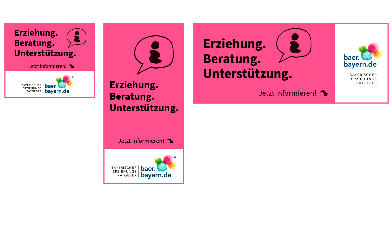 Online Banner: Logo Bayerischer Erziehungsratgeber und Überschrift Erziehung, Beratung, Unterstützung.