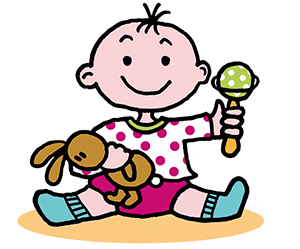 Illustration: Baby mit Spielzeug